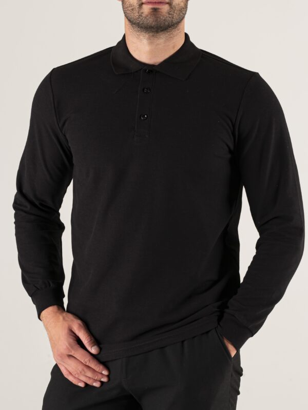 Uzun Kollu Siyah Polo Yaka